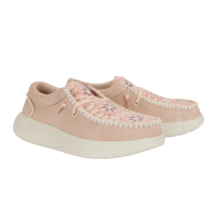 Wendy Comf Suede Crochet – Pale Pink/Multi - Image 3