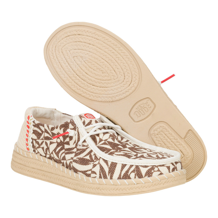 Wendy Espadrille Retro Palm – Downtown Brown/Egret - Image 3